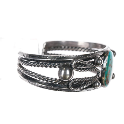 6.5" 30's-40's Navajo Stamped carinated silver twisted wire cuff bracelet