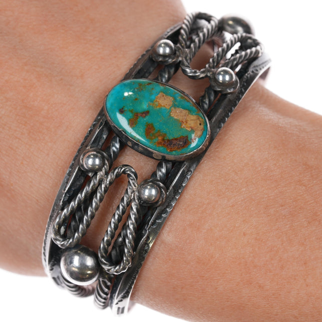 6.5" 30's-40's Navajo Stamped carinated silver twisted wire cuff bracelet