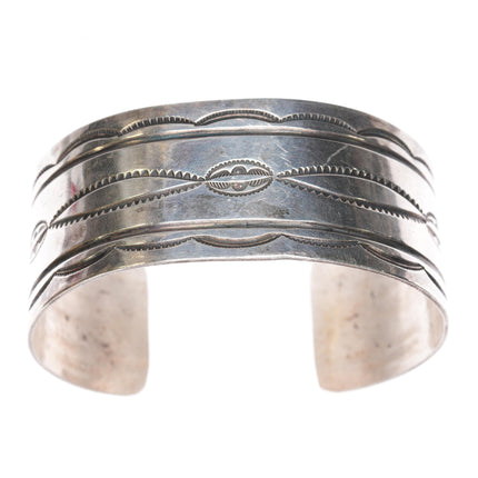 6 7/8" Vintage Navajo silver nicelely stamped cuff bracelet