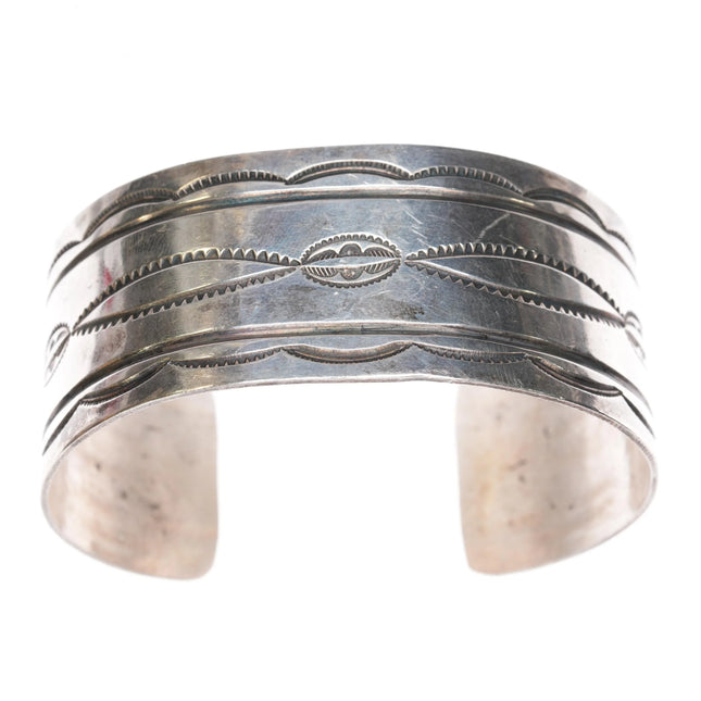 6.875 Vintage Navajo silver nicelely stamped cuff bracelet - Estate Fresh Austin