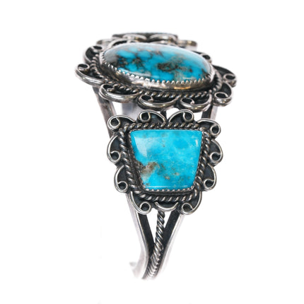 6.75" 50's-60's Morenci turquoise Navajo silver cuff bracelet