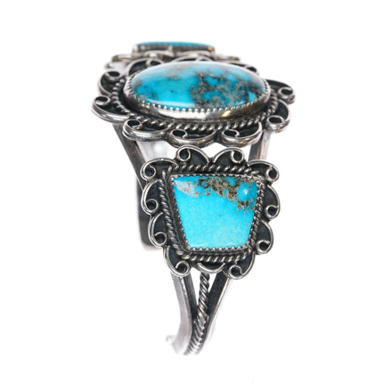 6.75" 50's-60's Morenci turquoise Navajo silver cuff bracelet