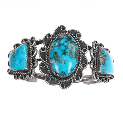 6.75" 50's-60's Morenci turquoise Navajo silver cuff bracelet