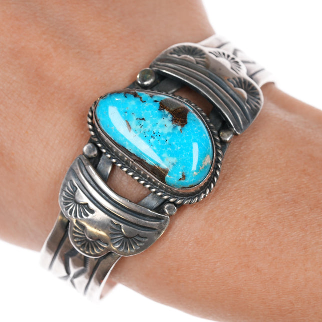 6 3/8" Lalacito Navajo sterling turquoise cuff bracelet