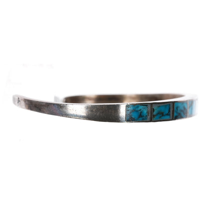 6.25" Vintage Zuni channel inlay pyrite matrix turquoise sterling cuff bracelet