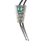 c1980 GJ Navajo sterling and turquoise bolo tie - Estate Fresh Austin