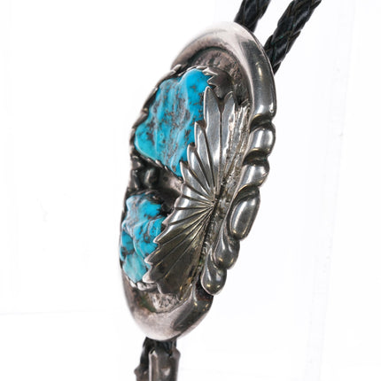 Large c1960 c-31 Robert and Bernice Leekya bolo tie sterling/turquoise