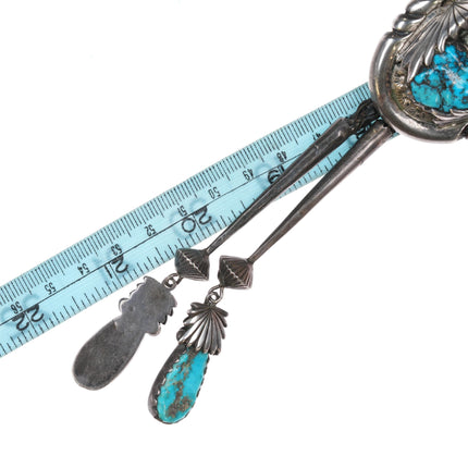 Large c1960 c-31 Robert and Bernice Leekya bolo tie sterling/turquoise