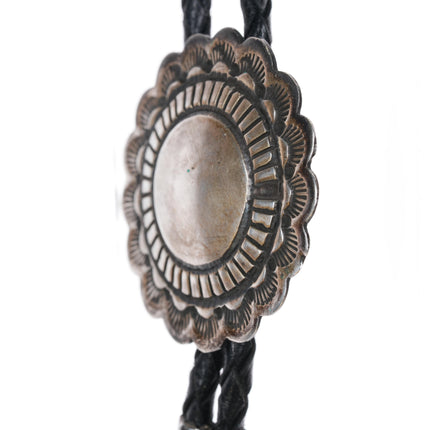 38" c1980 Vintage Navajo sterling concho style bolo tie