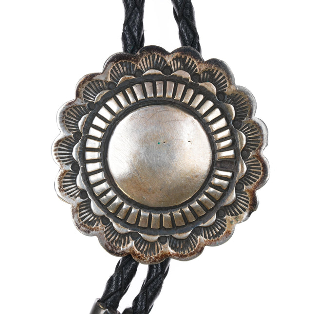 38" c1980 Vintage Navajo sterling concho style bolo tie