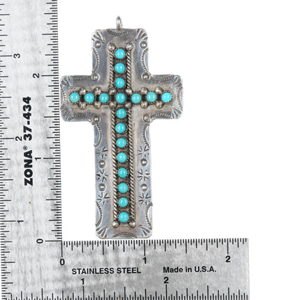 JP Ukestine Zuni sterling snake eye turquoise cross pendant