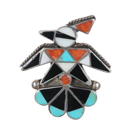 c1950 Zuni sterling channel inlay thunderbird pin