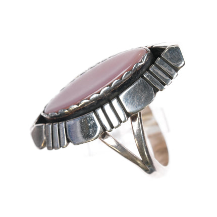 sz6 Julia Etsitty Navajo pink mother of pearl sterling ring