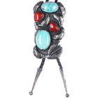 c1960 c-31 Huge Navajo silver, turquoise, and coral bolo tie - Estate Fresh Austin