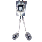 c1960 c-31 Alberto Contreras Modernist silver/onyx bolo tie w/fancy tips - Estate Fresh Austin