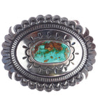 Curtis Pete for Rocking Horse Ranch Stamped silver Royston turquoise belt buckle - Estate Fresh Austin