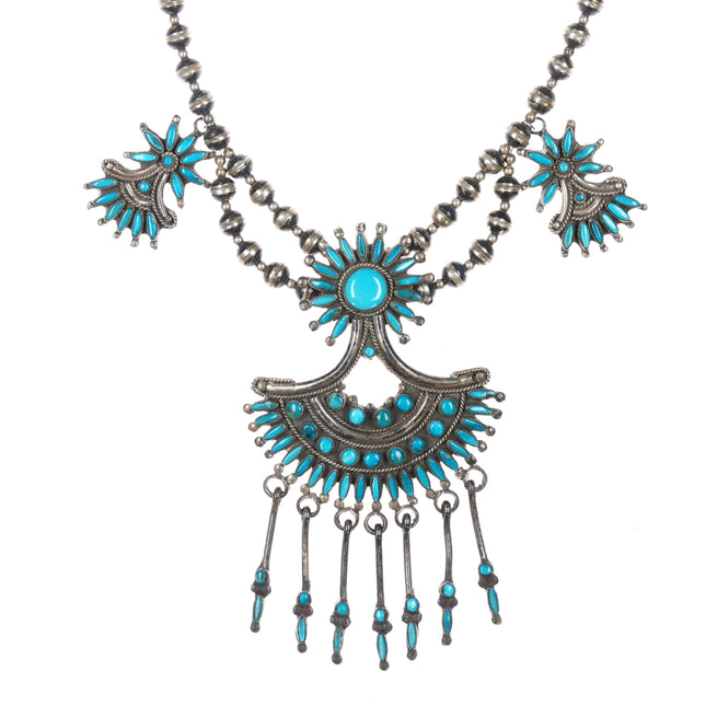 Valentino & Matilda Banteah Zuni turquoise needlepoint steling necklace