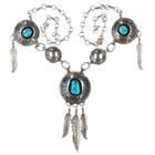 70's-80's Navajo sterling turquoise dangly feather necklace - Estate Fresh Austin