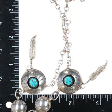 70's-80's Navajo sterling turquoise dangly feather necklace