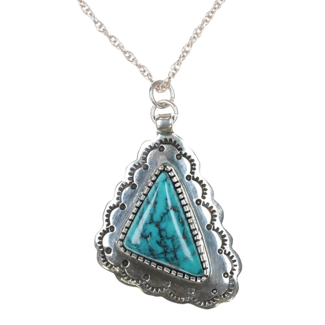 Fred Guerro Navajo sterling spiderweb turquoise pendant - Estate Fresh Austin