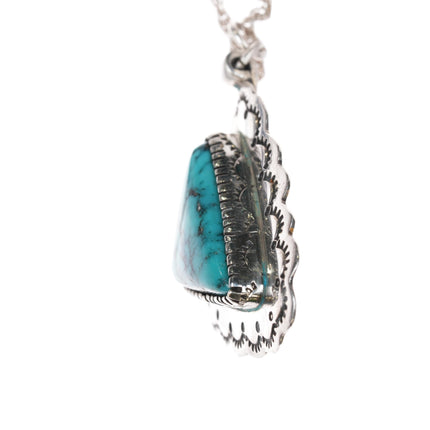 Fred Guerro Navajo sterling spiderweb turquoise pendant