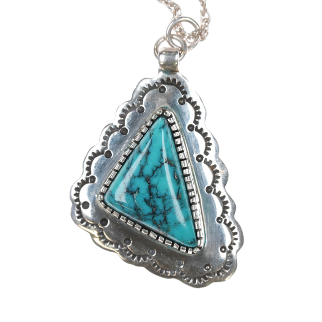 Fred Guerro Navajo sterling spiderweb turquoise pendant