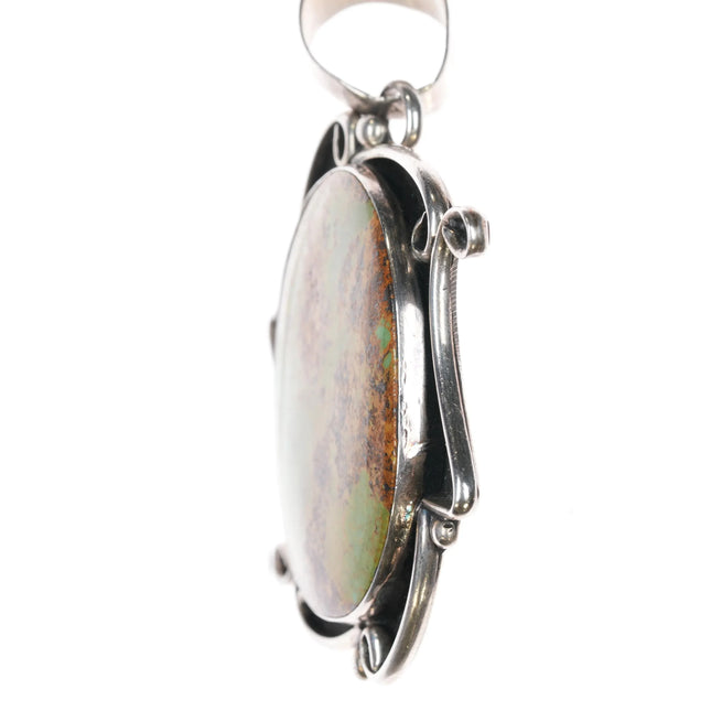 Sylvia Nuguematz Navajo for Chimney Butte Sterling and turquoise large pendant - Estate Fresh Austin