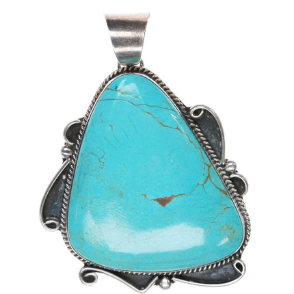 Sylvia Nuguematz Navajo for Chimney Butte  large Sterling/turquoise pendant