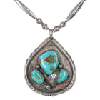 1970's Louise Platero Navajo Sterling turquoise pendant necklace - Estate Fresh Austin