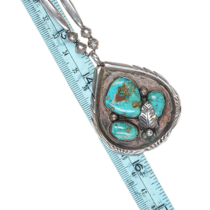 1970's Louise Platero Navajo Sterling turquoise pendant necklace