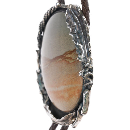 Stan Davidson (1933-2012) Brutalist sterling picture jasper bolo tie