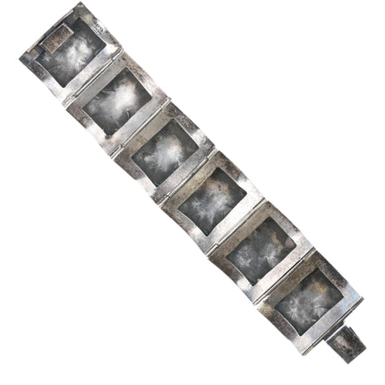 6.75" c1940's Mexican sterling green calcite link bracelet