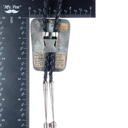 Herman Hoskie Navajo Sterling petrified Palmwood bolo tie - Estate Fresh Austin