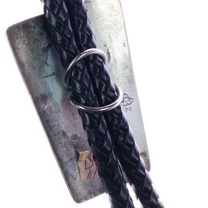 Cedric Navenma Kuwaninvaya Hopi Overlay bolo tie sterling silver - Estate Fresh Austin