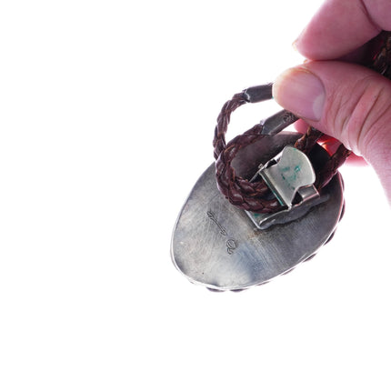 c1960 c-31 sterling/turquoise rope edge bolo tie - Estate Fresh Austin