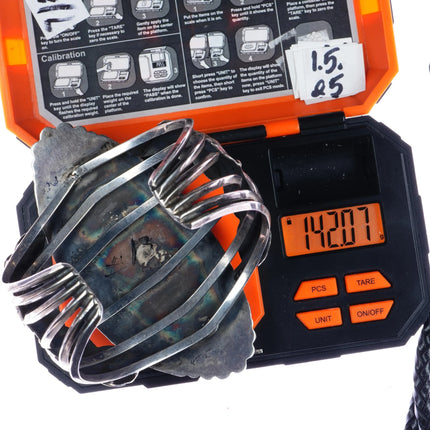 7.875" Vintage Navajo large sterling and turquoise cuff bracelet - Estate Fresh Austin