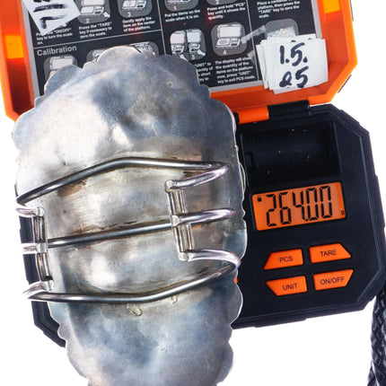 7" Huge vintage Navajo silver and turquoise slab cuff bracelet - Estate Fresh Austin