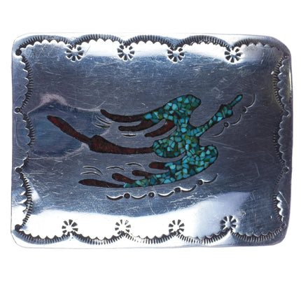 Vintage TAH Navajo sterling chip inlay peyotebird belt buckle - Estate Fresh Austin