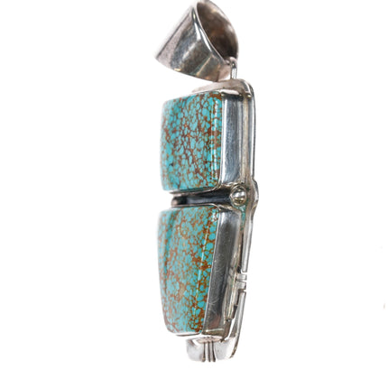 Pete Sanchez Isleta Pueblo sterling high grade red web turquoise pendant