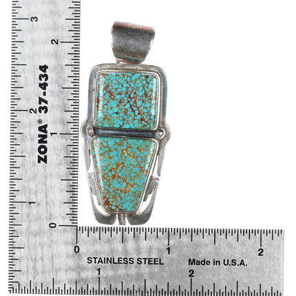 Pete Sanchez Isleta Pueblo sterling high grade red web turquoise pendant