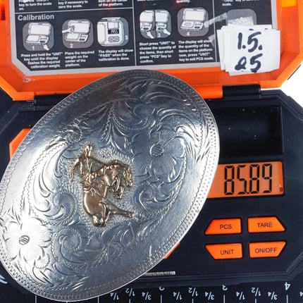 Vintage Fleming Sterling bucking bronco cowboy belt buckle - Estate Fresh Austin