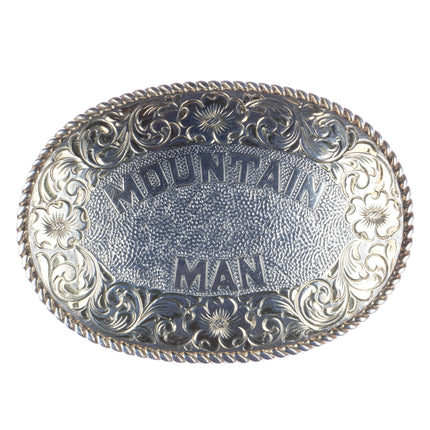 Vintage Sterling Mountain Man Belt buckle Crumrine San Carlos 22k plated - Estate Fresh Austin