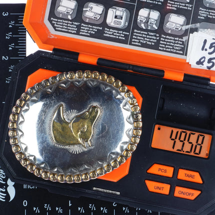 Vintage Sterling horse head belt buckle w/bronze trim Alicia - Estate Fresh Austin