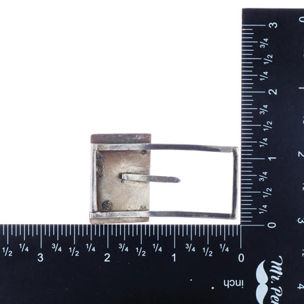 c1940's slim Navajo silver belt buckle w/turquoise - Estate Fresh Austin