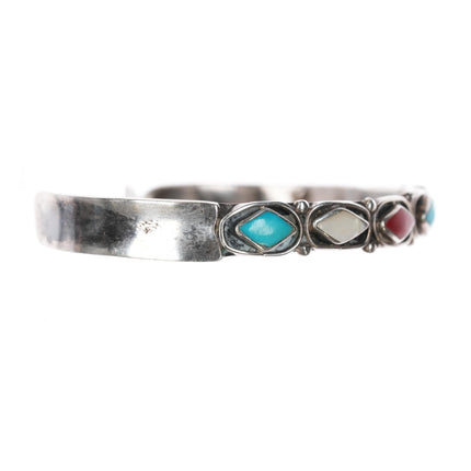 6 3/8" Jimmie Etsate Zuni sterling multi-stone patriotic cuff bracelet