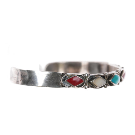 6 3/8" Jimmie Etsate Zuni sterling multi-stone patriotic cuff bracelet