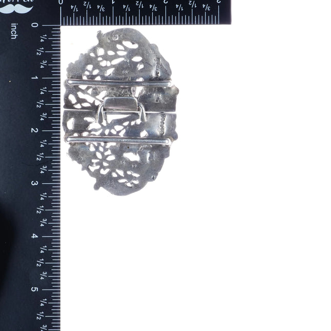 Antique British Sterling Boar hunting scene belt buckle - Estate Fresh Austin