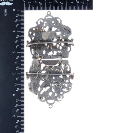 Antique European Silver Deer Hunting 2 piece belt buckle - Estate Fresh Austin