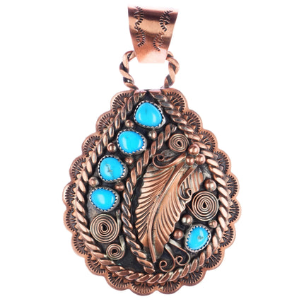Running Bear Shop Copper plated Sterling silver turquoise pendant - Estate Fresh Austin