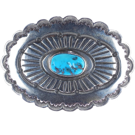 Large Henry Morgan Navajo sterling and turquoise concho pin - Estate Fresh Austin